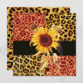 SONNENBLÜTER, LEOPARD UND GIRAFFE FUR, ROT RUBY EINLADUNG (Vorne/Hinten)