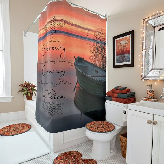 Sonnenboot mit ruhigem Gebet Duschvorhang