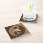 Sonnenbraun Yin Yang Coffeebohnen Logo Glasuntersetzer (Schrägansicht)