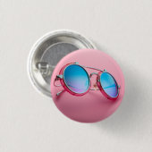 Sonnenbrille-Abzeichen, Knopf, Stift, rosa cool Button (Vorne & Hinten)