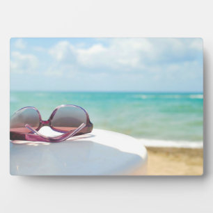 Sonnenbrille am Strand Fotoplatte