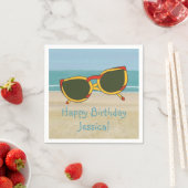 Sonnenbrille am Strand Name Birthday Napkins Serviette (Beispiel)