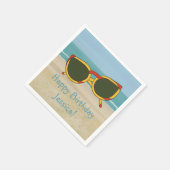 Sonnenbrille am Strand Name Birthday Napkins Serviette (Ecke)