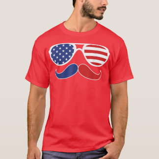 Sonnenbrille American Flag Mustache 4. Juli Patr T-Shirt