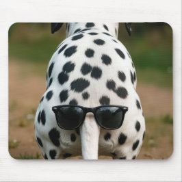Sonnenbrille an einem Dalmatinerhundeschwanz Mousepad