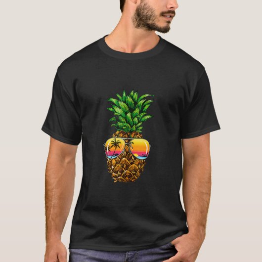 Sonnenbrille Ananas Aloha Hawaii Luau Hawaiian Va T-Shirt (Vorderseite)