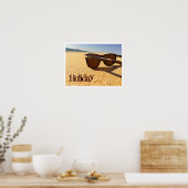 Sonnenbrille auf dem Strandposter Poster (Küche)