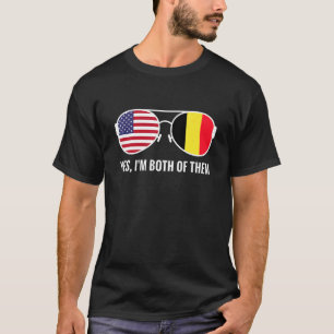 Sonnenbrille auf der Flagge von USA Belgien Belgis T-Shirt