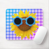 Sonnenbrille auf der Sonnenblumenmousepad Mousepad (Mit Mouse)