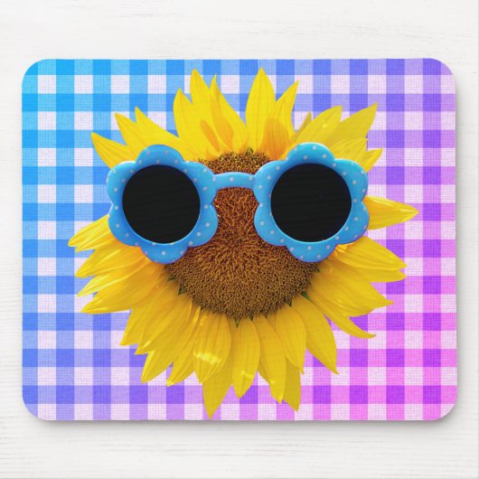 Sonnenbrille auf der Sonnenblumenmousepad Mousepad (Vorne)