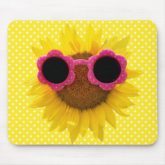 Sonnenbrille auf der Sonnenblumenmousepad Mousepad (Vorne)