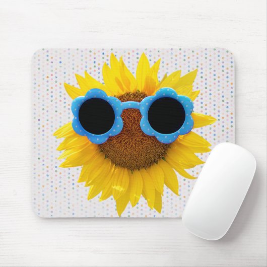 Sonnenbrille auf der Sonnenblumenmousepad Mousepad (Mit Mouse)