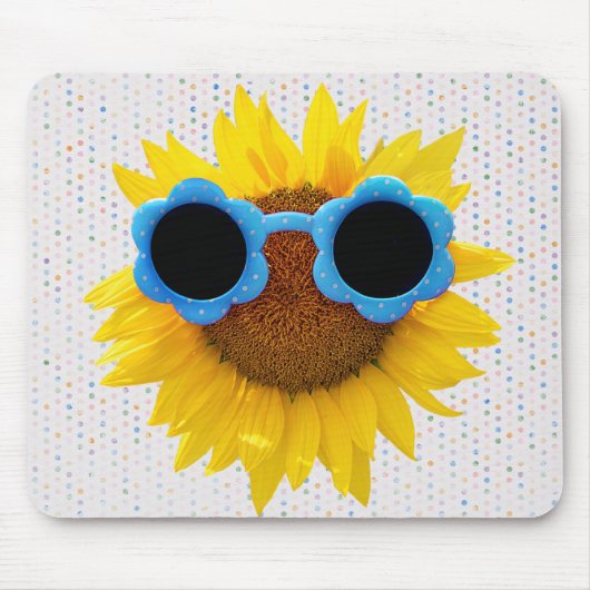 Sonnenbrille auf der Sonnenblumenmousepad Mousepad (Vorne)