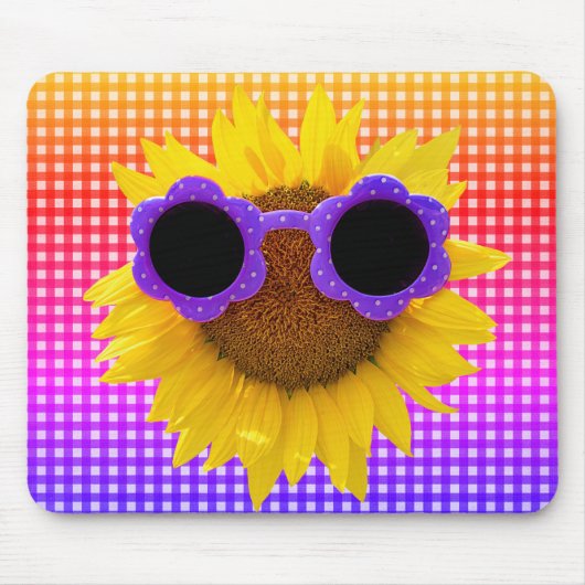 Sonnenbrille auf der Sonnenblumenmousepad Mousepad (Vorne)