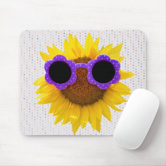 Sonnenbrille auf der Sonnenblumenmousepad Mousepad (Mit Mouse)