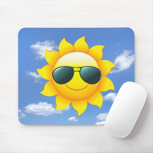 Sonnenbrille auf gelber Sonne Mousepad (Mit Mouse)