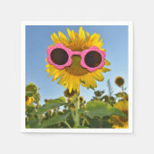 Sonnenbrille auf gelber Sonnenblume Serviette (Vorderseite)