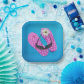 Sonnenbrille auf Polka-Dot-Flip-Flops Pappteller (Party)