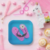 Sonnenbrille auf Polka-Dot-Flip-Flops Pappteller (Party)