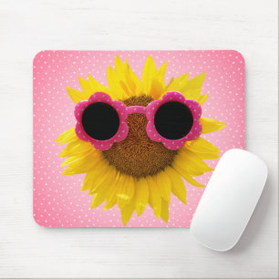 Sonnenbrille auf Sonnenblume Mauspad