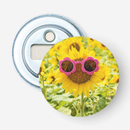 Sonnenbrille auf Sonnenblumen Flaschenöffner