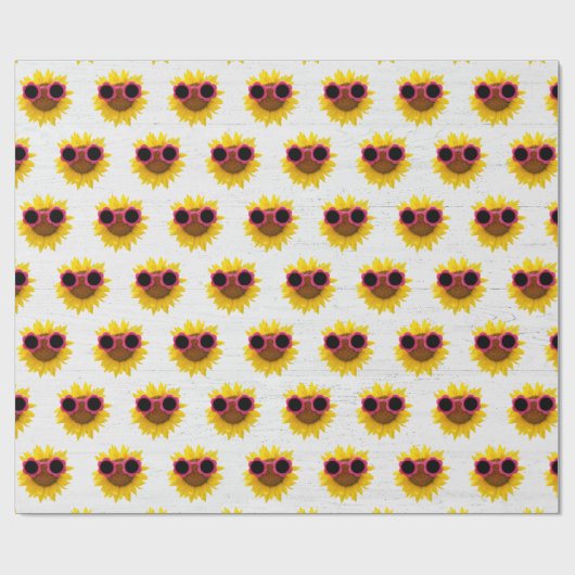 Sonnenbrille auf Sonnenblumen Geschenkpapier (Flach)