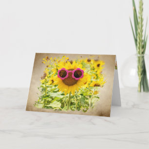 Sonnenbrille auf Sonnenblumen Karte