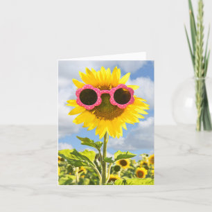 Sonnenbrille auf Sonnenblumen Karte