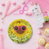 Sonnenbrille auf Sonnenblumen Pappteller (Party)