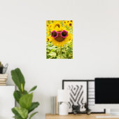 Sonnenbrille auf Sonnenblumen Poster (Heimbüro)