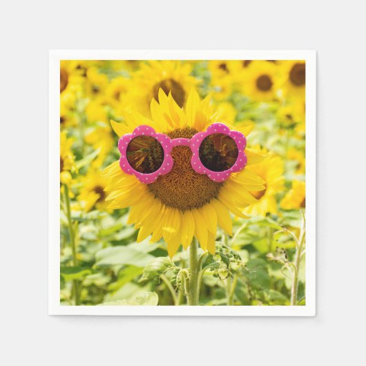 Sonnenbrille auf Sonnenblumen Serviette (Vorderseite)
