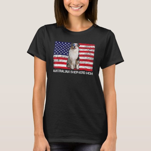 Sonnenbrille Australian Shepherd Mama Flag America T-Shirt (Vorderseite)
