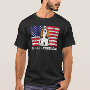 Sonnenbrille Basset Hound Vater Flag American USA  T-Shirt