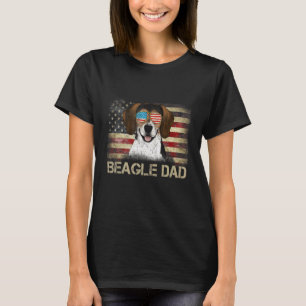 Sonnenbrille Beagle Vater Flag American Usa Hund T-Shirt