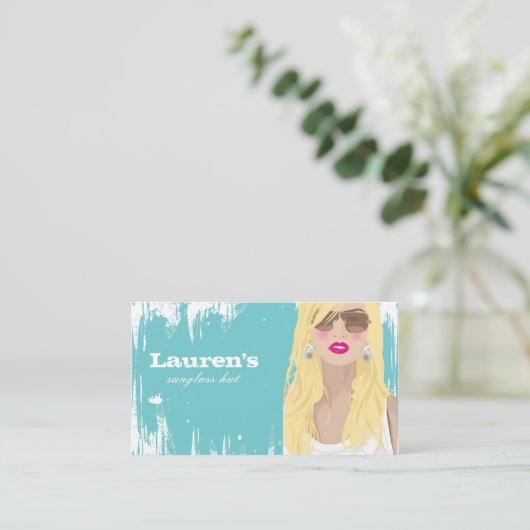Sonnenbrille Business Card Mode Blonde Blue Visitenkarte (Stehend Vorderseite)