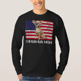 Sonnenbrille Chihuahua Mama Flag American Usa Dog T-Shirt