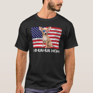 Sonnenbrille Chihuahua Mama Flag American Usa Dog T-Shirt
