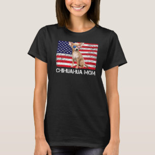 Sonnenbrille Chihuahua Mama Flag American Usa Dog T-Shirt