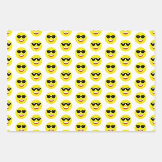 Sonnenbrille Chill Cool Emoji Pattern Geschenkpapier Set (Vorderseite)