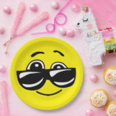 Sonnenbrille Coole Gesichter Funny Emoticon Party Pappteller (Party)