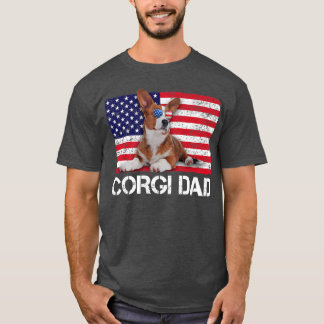 Sonnenbrille Corgi Vater Flag American USA Dog Lov T-Shirt