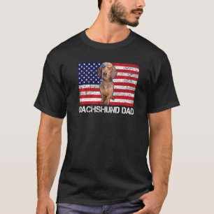 Sonnenbrille Dackel Vater Flag American Usa Hund T-Shirt