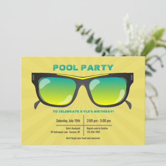 Sonnenbrille Einladung (Stehend Vorderseite)