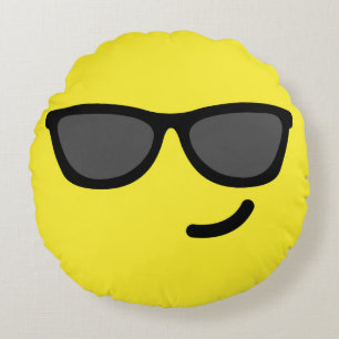 Sonnenbrille Emoji Rundes Kissen