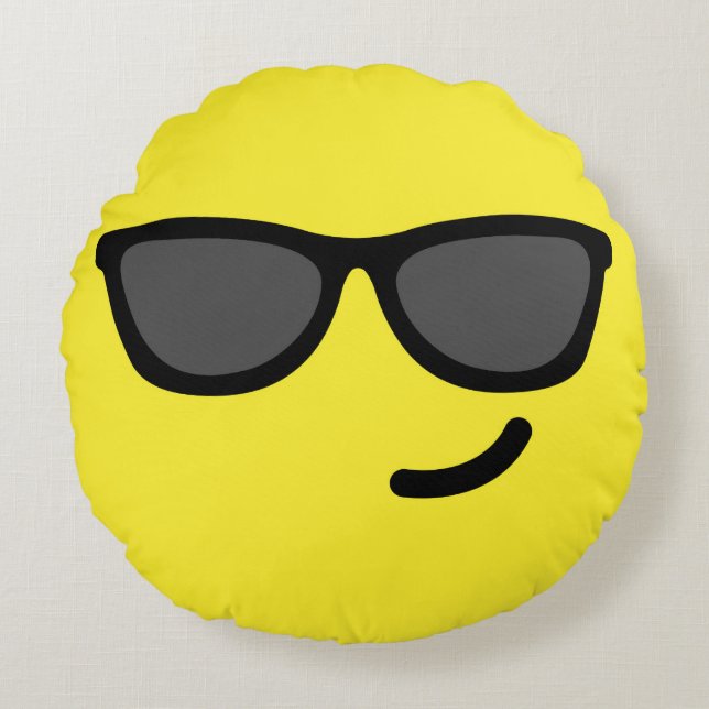 Sonnenbrille Emoji Rundes Kissen (Vorderseite)