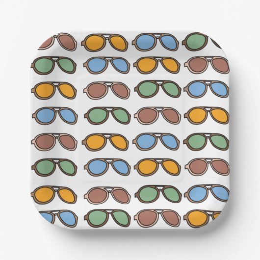 Sonnenbrille Farbenfrohe Sommersonne Pool Party Pappteller (Vorderseite)
