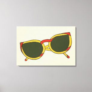 Sonnenbrille in den Prints von gelben und roten Ca Leinwanddruck