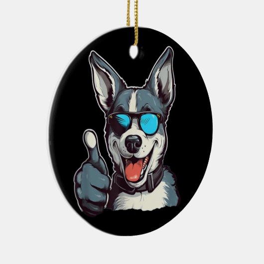 Sonnenbrille mit Daumen nach oben Keramik Ornament (Rechts)