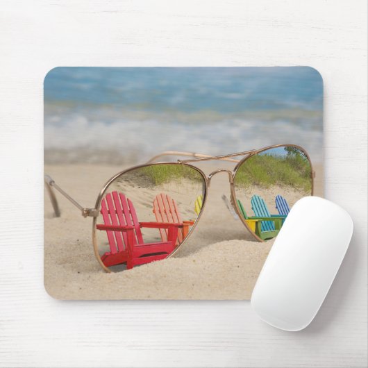 Sonnenbrille mit Liegestühlen Mousepad (Mit Mouse)