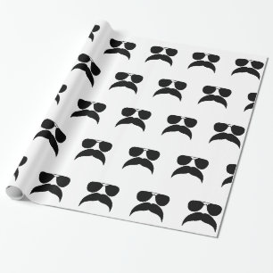 Sonnenbrille mit Schnurrbart - Farbe auswählen Geschenkpapier